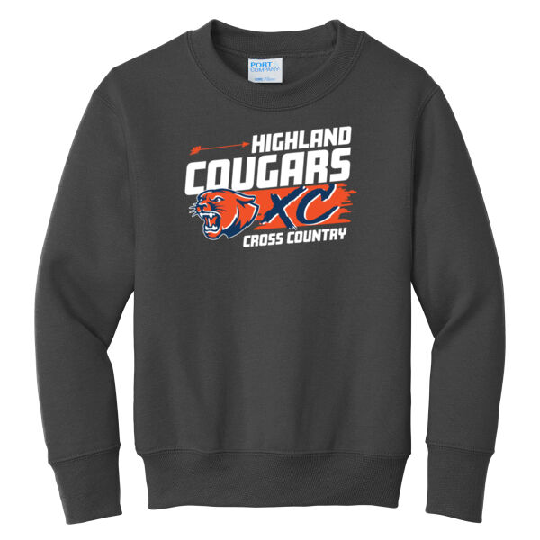 Highland Cross Country 2026 Logo 1 - Youth Core Fleece Crewneck Sweatshirt Thumbnail