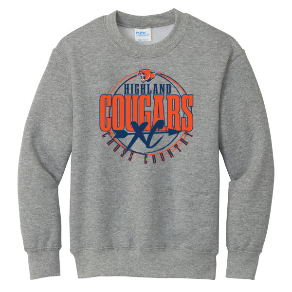 Highland Cross Country 2026 Logo 3 - Youth Core Fleece Crewneck Sweatshirt Thumbnail